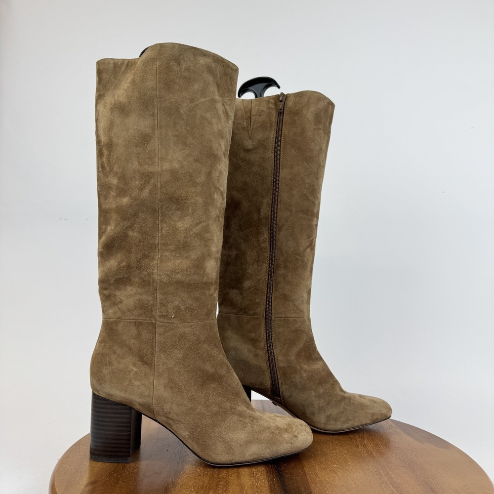 New Womens Paige Katy Square Toe Brown Suede Heel Knee High Riding‎ Boots Sz 7.5